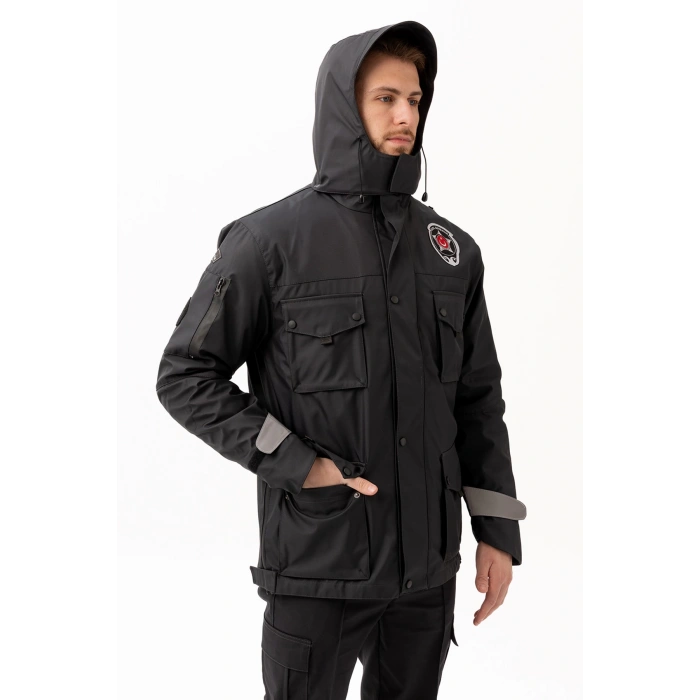 Güvenlik Kıyafeti Km Kaban Soğuk Havalara Dayanıklı Reflektörlü Kışlık Mont Modeli