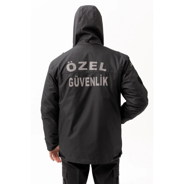 Güvenlik Kıyafeti Km Kaban Soğuk Havalara Dayanıklı Reflektörlü Kışlık Mont Modeli