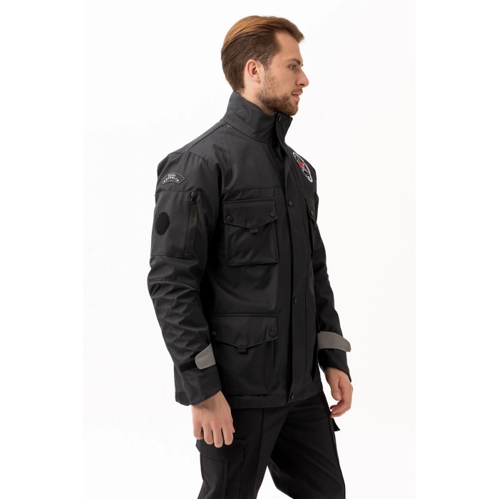 Güvenlik Kıyafeti Km Kaban Soğuk Havalara Dayanıklı Reflektörlü Kışlık Mont Modeli