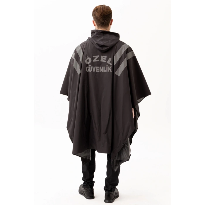 Güvenlik Kıyafeti Km Panço Su Geçirmez Reflektörlü Yağmurluk Kapüşonlu Korumalı Model