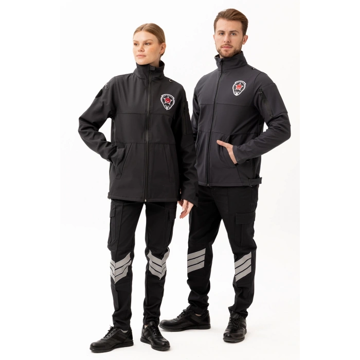 Güvenlik Kıyafetleri Km-softshell Mont Su Ve Rüzgar Geçirmez, Nefes Alabilen Özel Güvenlik Montu