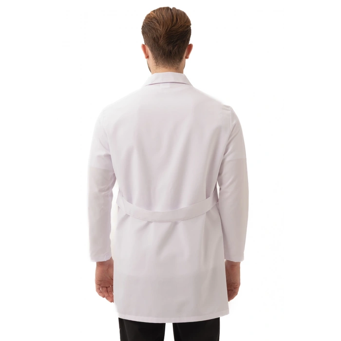 Hedera Erkek Önlük Beyaz Renk Düğmeli Uzun Kollu Temiz Görünümlü Profesyonel İş Önlüğü