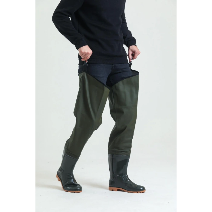 Kasık Çizme İkç 1650 Su Geçirmez Dayanıklı Av Ve Balıkçı Çizmesi Haki Renk