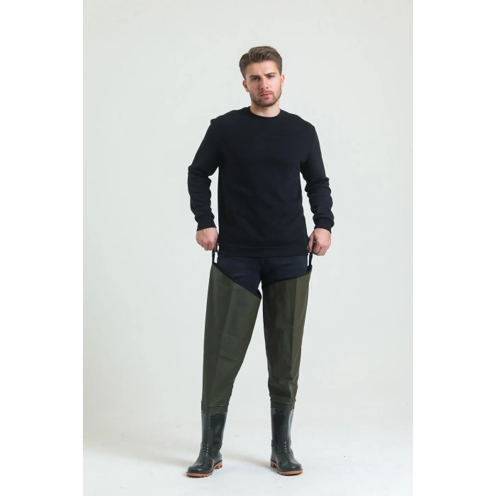 Kasık Çizme İkç 1650 Su Geçirmez Dayanıklı Av Ve Balıkçı Çizmesi Haki Renk