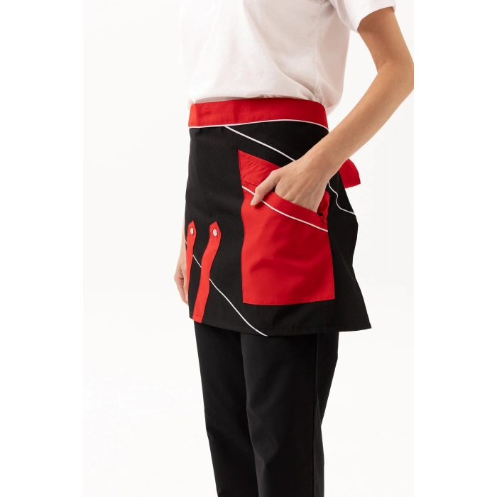 Laurus Servis Önlüğü Siyah-kırmızı-beyaz