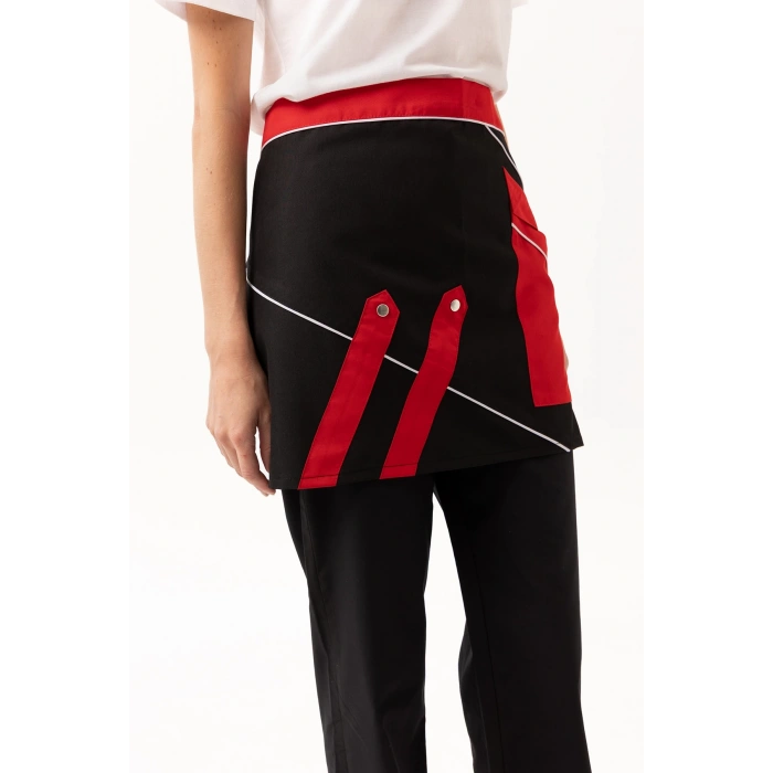 Laurus Servis Önlüğü Siyah-kırmızı-beyaz