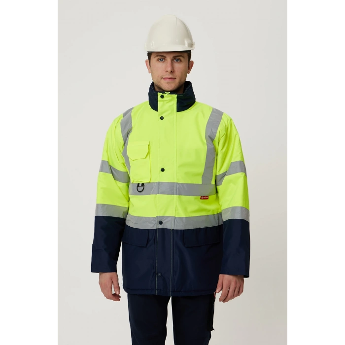 Linum Reflektörlü İş Güvenliği Parkası - Su Ve Rüzgar Geçirmez, Yüksek Görünürlüklü Kışlık Mont