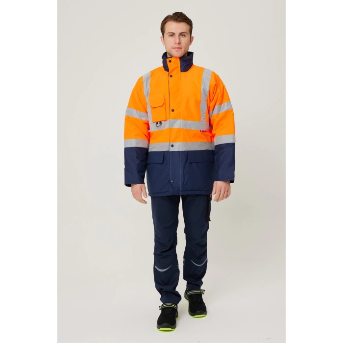 Linum Reflektörlü İş Güvenliği Parkası - Su Ve Rüzgar Geçirmez, Yüksek Görünürlüklü Kışlık Mont