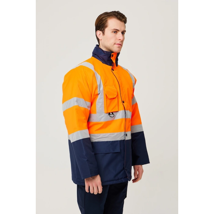 Linum Reflektörlü İş Güvenliği Parkası - Su Ve Rüzgar Geçirmez, Yüksek Görünürlüklü Kışlık Mont