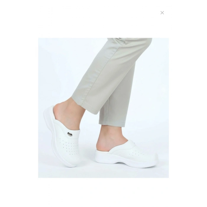 Magiacomfort Mg-3001 Beyaz Yarım Yakasız Sabo Terlik Ortopedik Rahat Kullanım