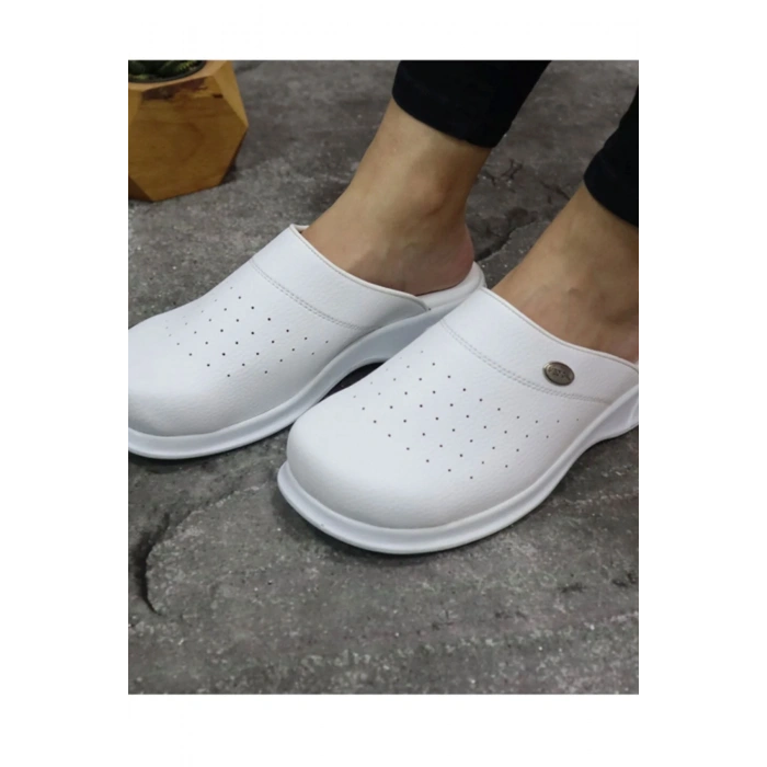 Magiacomfort Mg-3001 Beyaz Yarım Yakasız Sabo Terlik Ortopedik Rahat Kullanım