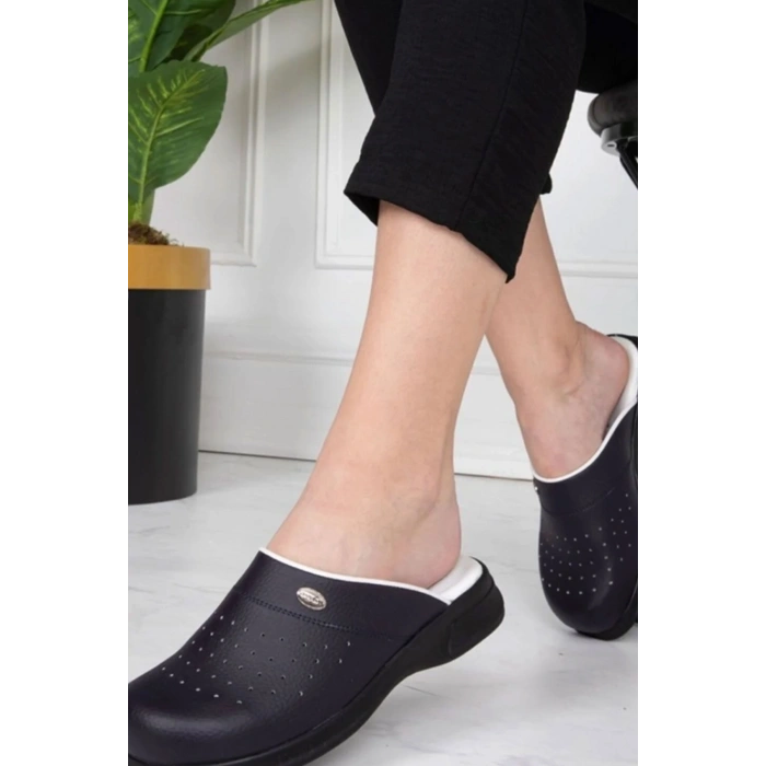 Magiacomfort Mg-3001 Lacivert Yarım Yakasız Sabo Terlik Ortopedik Rahat Kullanım