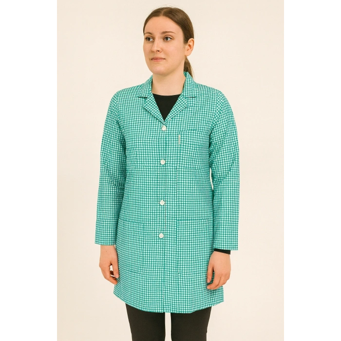 Pötikare Desenli Uzun Kollu Kadın Çalışma Önlüğü – Rahat, Dayanıklı Ve Şık Model