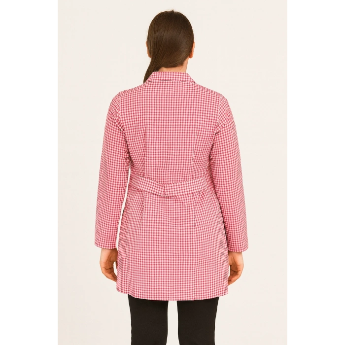 Uzun Kollu Pötikare Desenli Kadın Çalışma Önlüğü – Dayanıklı, Rahat Model