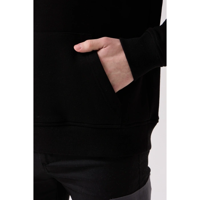 Sanfords Erkek Kordonsuz Kapüşonlu Sweatshirt Hoodie Regular Fit Kanguru Cepli