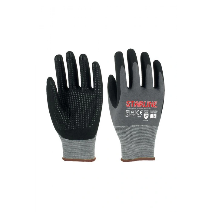 Starline E-92 Micro Köpük Puanlı Nitril Kaplamalı İş Eldiveni Yüksek Tutuş Ve Dayanıklılık