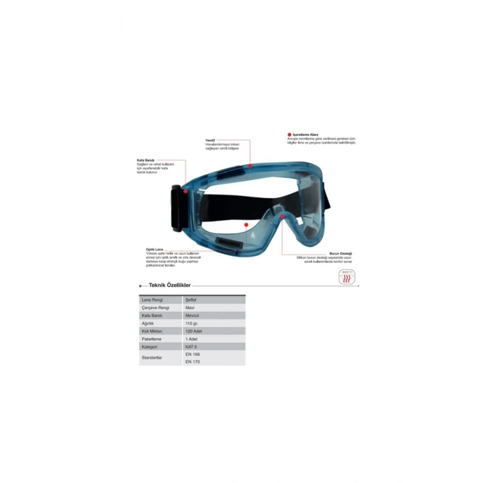 Starline G-024a-c Şeffaf Af Tam Kapalı Koruma Gözlük İş Güvenlik Gözlüğü