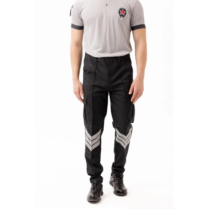 Unisex Güvenlik Kıyafeti Km Pantolon Reflektörlü Cepli Dayanıklı Kumaş Özel Güvenlik Personel Pantolonu