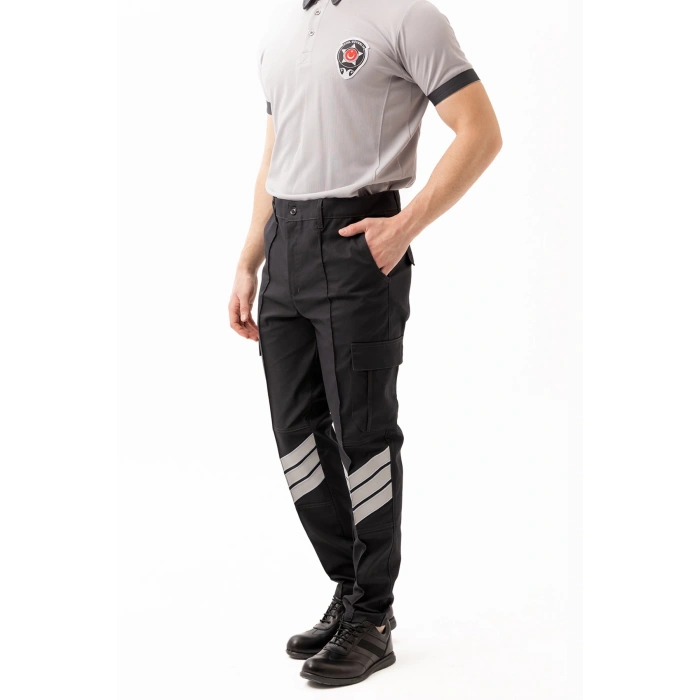 Unisex Güvenlik Kıyafeti Km Pantolon Reflektörlü Cepli Dayanıklı Kumaş Özel Güvenlik Personel Pantolonu