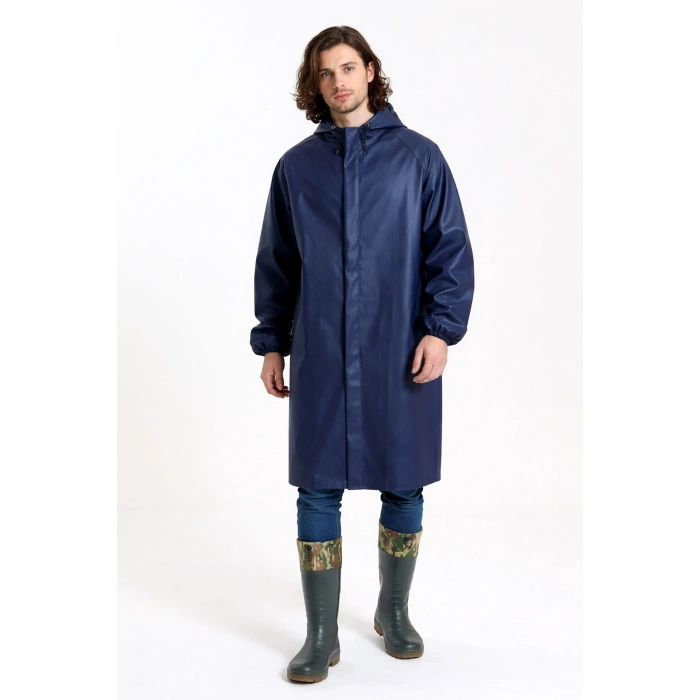 Yerli Diz Altı Pardesü - Pvc Y-7600 Lacivert