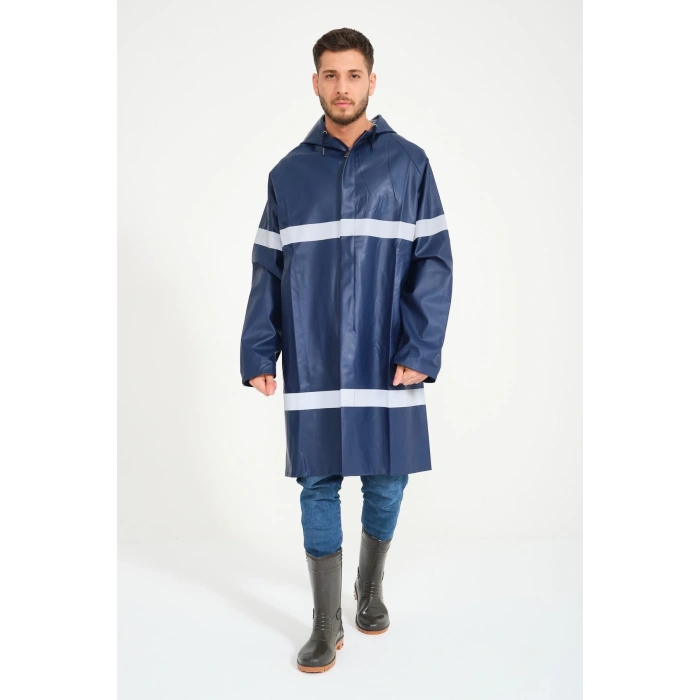 Yerli Diz Altı Pardesü Ry 1800 Reflektörlü Su Geçirmez Fosforlu Yağmurluk İş Güvenliği Kıyafeti