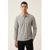 Gaura Polo Yaka Tişört | Gri Melanj, Pike Kumaş, OEKO-TEX Sertifikalı, Unisex İş Tişörtü