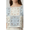 El Yapımı Çiçek Motifli Koton Crop Bluz