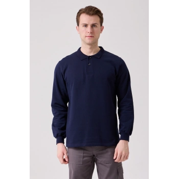 Galanthus Polo Sweat Erkek Uzun Kollu Pamuklu Sweatshirt İş Ve Günlük Kullanım İçin