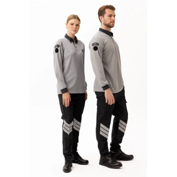 Özel Güvenlik Armalı Uzun Kollu Polo Tişört Profesyonel Görünüm Ve Konfor