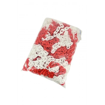 Plastik Zincir Kırmızı-beyaz Kalın 8mm(ut3110) Kırmızı-beyaz