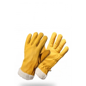 Shd İçi Kürklü Deri Eldiven Soğuk Havalara Uygun Isı Yalıtımlı Termal Astar Destekli Koruyucu Eldiven