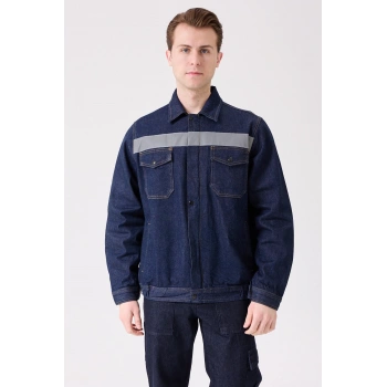 Tulipa Kot Mont Erkek İş Güvenliği Reflektörlü Dayanıklı Denim Ceket