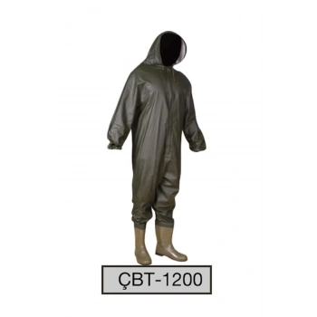 Yerli Çizme Kapüşonlu Boy Tulum Çbt 1200 Su Geçirmez Tulum Yağmurluk Takım Balıkçı Bahçıvan