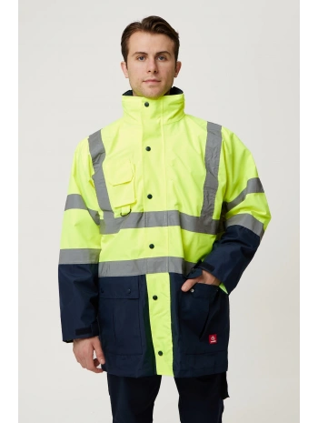 Eradium 5n1 Reflektörlü İş Güvenliği Parkası - Su Ve Rüzgar Geçirmez, Yüksek Görünürlüklü Kışlık Mont
