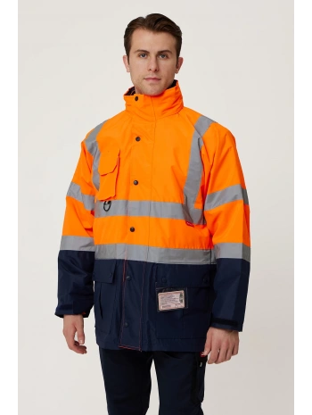 Eradium 5n1 Reflektörlü İş Güvenliği Parkası - Su Ve Rüzgar Geçirmez, Yüksek Görünürlüklü Kışlık Mont