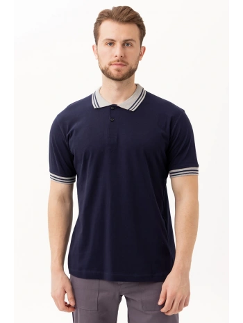 Hornet Polo Tişört - Şeritli Yaka Ve Kol Detaylı Lacivert Erkek Polo Tişört Şık Tasarım