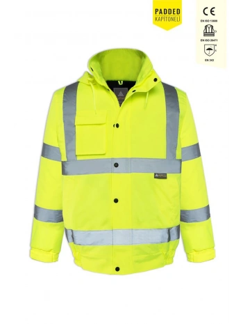 Olympus Essential Hi Vis Bomber Lined Reflektörlü Kışlık Mont Su Geçirmez Soğuk Hava Koruyucu