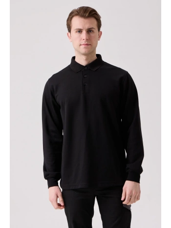 Sanfords Polo Sweatshırt – Erkek Siyah Uzun Kollu Polo Yaka Sweatshirt