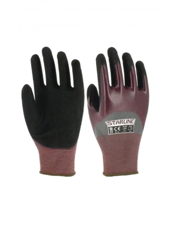 Starline E-151600 Köpük Nitril Kaplamalı İş Eldiveni Dayanıklı Kaymaz Tutuşlu Polyester Astar