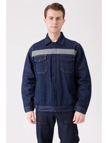 Tulipa Kot Mont Erkek İş Güvenliği Reflektörlü Dayanıklı Denim Ceket