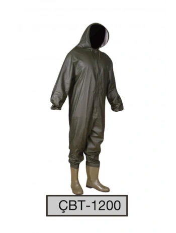 Yerli Çizme Kapüşonlu Boy Tulum Çbt 1200 Su Geçirmez Tulum Yağmurluk Takım Balıkçı Bahçıvan
