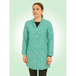 Uzun Kollu Pötikare Desenli Kadın Çalışma Önlüğü – Dayanıklı, Rahat Model