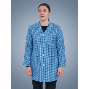 Uzun Kollu Pötikare Desenli Kadın Çalışma Önlüğü – Dayanıklı, Rahat Model