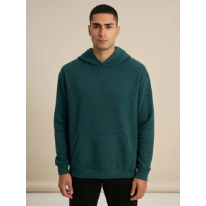 Sanfords Erkek Kordonsuz Kapüşonlu Sweatshirt Hoodie Regular Fit Kanguru Cepli