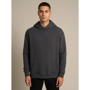Sanfords Erkek Kordonsuz Kapüşonlu Sweatshirt Hoodie Regular Fit Kanguru Cepli