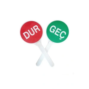 El Tipi Dur-geç Levhası – Çift Yönlü, Reflektif, Ergonomik Saplı Trafik Kontrol Levhası