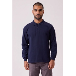 Erkek Pamuklu Polo Yaka Sweatshirt - Lacivert