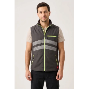 Fermuarlı Cepli Outdoor Yelek - Füme
