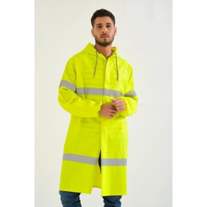 Yerli Diz Altı Pardesü Ry 1800 Reflektörlü Su Geçirmez Fosforlu Yağmurluk İş Güvenliği Kıyafeti
