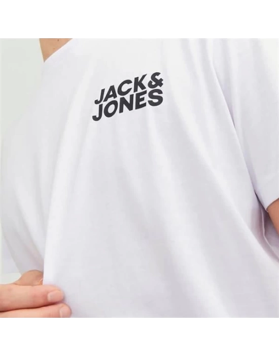 12151955 Bisiklet Yaka Baskılı Erkek T-Shirt Beyaz